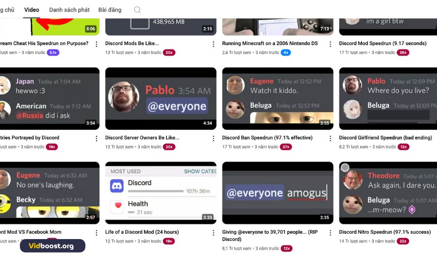 Thumbnail của Beluga thì khác biệt hoàn toàn. Anh chọn hình ảnh quen thuộc, như thông báo Discord hoặc màn hình iPhone, ở góc nhìn thứ nhất.